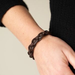 Brown braided leather bracelet